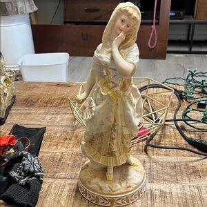 German young girl Elegant Porcelain Figurine in White and Gold